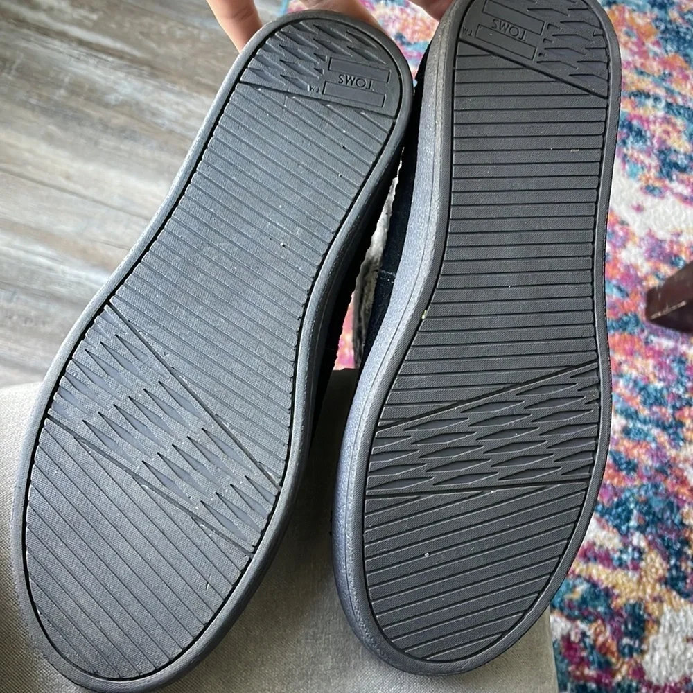 Toms Nepal Black Suede Textile Womens Boots